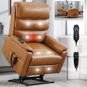 Brown Leatheraire Dual Motor Infinite Position Up to 350 LBS Power Lift Recliner Chair with Power-Remote, Heat Massage and Heavy Duty Motion Mech (Color: as Pic) Brown Leatheraire Dual Motor Infinite Position Up to 350 LBS Power Lift Recliner Chair with Power-Remote, Heat Massage and Heavy Duty Motion Mech (Color: as Pic)