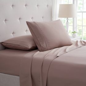 Bamboo 4 Piece Luxury 3 Line Embroidered Sheet Set (Color: Taupe, size: Full) Bamboo 4 Piece Luxury 3 Line Embroidered Sheet Set (Color: Taupe, size: Full)